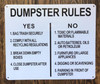 Dumpster Rules Signage Dumpster Rules Signage