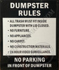 Signage Dumpster Rules Signage Dumpster Rules