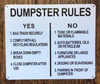 DUMPSTER RULES Signage DUMPSTER RULES Signage