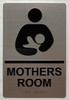 MOTHER'S ROOM  Raised letters, Raised Image & Grade 2 Braille - Includes Red Adhesive pad for Easy Installation Safety Sign