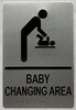 BABY CHANGING AREA  Raised letters, raised image & Grade 2 Braille - Includes Red Adhesive pad for Easy Installation Sign