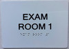 Exam room  with Raised letters,Grade 2 Braille 5" W x 7" H,white, Tactile , double sided tape- The sensation line