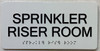 Sprinkler Riser Room  with Raised letters/Image & Grade 2 Braille - Includes Red Adhesive pad for Easy Installation Signage