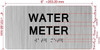 WATER METER  with Raised letters/Image & Grade 2 Braille - Includes Red Adhesive pad for Easy Installation Signage