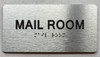 MAIL ROOM  with Raised letters/Image & Grade 2 Braille - Includes Red Adhesive pad for Easy Installation Safety Sign