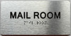 MAIL ROOM  with Raised letters/Image & Grade 2 Braille - Includes Red Adhesive pad for Easy Installation Hpd Sign