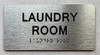 LAUNDRY ROOM  with Raised letters/Image & Grade 2 Braille - Includes Red Adhesive pad for Easy Installation Sign