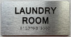 LAUNDRY ROOM  with Raised letters/Image & Grade 2 Braille - Includes Red Adhesive pad for Easy Installation Signage
