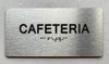 CAFETERIA  with Raised letters/Image & Grade 2 Braille - Includes Red Adhesive pad for Easy Installation Signage