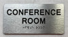 CONFERENCE ROOM  with Raised letters/Image & Grade 2 Braille - Includes Red Adhesive pad for Easy Installation Signage