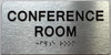CONFERENCE ROOM  with Raised letters/Image & Grade 2 Braille - Includes Red Adhesive pad for Easy Installation Hpd Sign