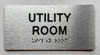 UTILITY ROOM  with Raised letters/Image & Grade 2 Braille - Includes Red Adhesive pad for Easy Installation Signage
