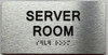 SERVER ROOM  with Raised letters/Image & Grade 2 Braille - Includes Red Adhesive pad for Easy Installation