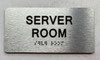 SERVER ROOM  with Raised letters/Image & Grade 2 Braille - Includes Red Adhesive pad for Easy Installation Signage