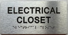 ELECTRICAL CLOSET  with Raised letters/Image & Grade 2 Braille - Includes Red Adhesive pad for Easy Installation Hpd Sign