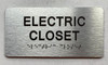 ELECTRIC CLOSET  with Raised letters/Image & Grade 2 Braille - Includes Red Adhesive pad for Easy Installation Safety Sign