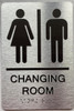 CHANGING ROOM  / Unisex changing room  with Raised letters/Image & Grade 2 Braille - Includes Red Adhesive pad for Easy Installation Signage