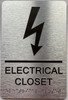ELECTRICAL CLOSET  with Raised letters/Image & Grade 2 Braille - Includes Red Adhesive pad for Easy Installation Signage