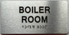 BOILER ROOM  with Raised letters/Image & Grade 2 Braille - Includes Red Adhesive pad for Easy Installation