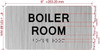 BOILER ROOM  with Raised letters/Image & Grade 2 Braille - Includes Red Adhesive pad for Easy Installation Building Sign