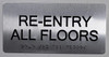 RE-Entry All Floors Silver Sign-Tactile Signs -Tactile Touch Braille Sign-Tactile Signs