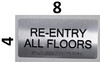 RE-Entry All Floors Silver Sign-Tactile Signs -Tactile Touch Braille Sign-Tactile Signs