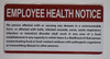 Restaurant/Food Facility Employee Health Notice BUILDING SIGN Restaurant/Food Facility Employee Health Notice BUILDING SIGN