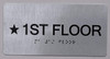 Star Floor Number 1 HPD SIGN Silver -Tactile Touch Braille HPD SIGN