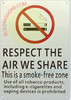 NO Smoking-Respect The AIR WE Share This is Smoke Free Zoe Signage NO Smoking-Respect The AIR WE Share This is Smoke Free Zoe Signage