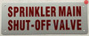 SPRINKLER MAIN SHUT-OFF VALVE SAFETY SIGN