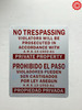 No Trespassing Violators Will Be Prosecuted in Accordance with ARS 13-1502-A1 Private Property HPD SIGN