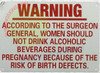 WARNING: ACCORDING TO THE SURGEON GENERAL, WOMAN SHOULD NOT DRINK ALCOHOLIC DOB SIGN WARNING: ACCORDING TO THE SURGEON GENERAL, WOMAN SHOULD NOT DRINK ALCOHOLIC DOB SIGN