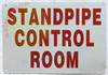 STANDPIPE CONTROL ROOM SIGN STANDPIPE CONTROL ROOM SIGN