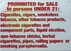 Prohibited for Sale to Persons Under 21 CIIGARETTES, Cigars Sign Prohibited for Sale to Persons Under 21 CIIGARETTES, Cigars Sign
