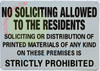 NO Soliciting Allowed to The Residents Compliance Sign