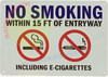 NO Smoking Within 15 FEET ENTRYWAY Compliance Sign