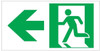 GLOW IN THE DARK HIGH INTENSITY SELF STICKING PVC GLOW IN THE DARK SAFETY GUIDANCE Sign"EXIT" SIGN 4.5X9 WITH RUNNING MAN AND LEFT ARROW