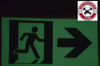 GLOW IN THE DARK HIGH INTENSITY SELF STICKING PVC GLOW IN THE DARK SAFETY GUIDANCE Sign"EXIT" DOB SIGN 4.5X9 WITH RUNNING MAN AND RIGHT ARROW