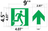 GLOW IN THE DARK HIGH INTENSITY SELF STICKING PVC GLOW IN THE DARK SAFETY GUIDANCE Sign"EXIT" SAFETY SIGN4.5X9 WITH RUNNING MAN AND UP ARROW