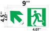 GLOW IN THE DARK HIGH INTENSITY SELF STICKING PVC GLOW IN THE DARK SAFETY GUIDANCE Sign"EXIT" SAFETY SIGN4.5X9 WITH RUNNING MAN AND UP LEFT ARROW