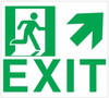 GLOW IN THE DARK HIGH INTENSITY SELF STICKING PVC GLOW IN THE DARK SAFETY GUIDANCE Sign"EXIT" SIGN 9X10 WITH RUNNING MAN AND UP RIGHT ARROW