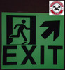 GLOW IN THE DARK HIGH INTENSITY SELF STICKING PVC GLOW IN THE DARK SAFETY GUIDANCE Sign"EXIT" DOB SIGN 9X10 WITH RUNNING MAN AND UP RIGHT ARROW