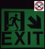 GLOW IN THE DARK HIGH INTENSITY SELF STICKING PVC GLOW IN THE DARK SAFETY GUIDANCE Sign" EXIT" HPD SIGN 9X10 WITH RUNNING MAN AND DOWN RIGHT ARROW