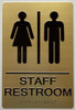 STAFF RESTROOM SIGN- TACTILE DOB SIGN WITH BRAILLE, RAISED LETTER AND PICTOGRAM
