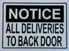 NOTICE ALL DELIVERIES TO BACK DOOR Decal/STICKER NOTICE ALL DELIVERIES TO BACK DOOR Decal/STICKER