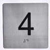 Elevator JAMB Plate with Braille - Elevator Floor Number Brush SILVER