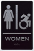 RESTROOM SIGN Tactile Graphics Grade 2 Braille Text with raised letters, Material: Aluminum, Safety Sign for Office, school Hospital, brush BLACK