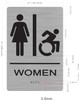 RESTROOM SIGNAGE Tactile Graphics Grade 2 Braille Text with raised letters, Material: Aluminum, Safety SIGNAGE for Office, school Hospital, brush BLACK