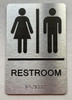 Restroom/Unisex ADA Compliant SIGNAGE with Raised letters/Image & Grade 2 Braille - Includes Red Adhesive pad for Easy Installation