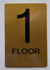 Stair and floor COMPLIANCE SIGNRaised letters , Raised Image & Grade 2 Braille - Includes Red Adhesive pad for Easy Installation